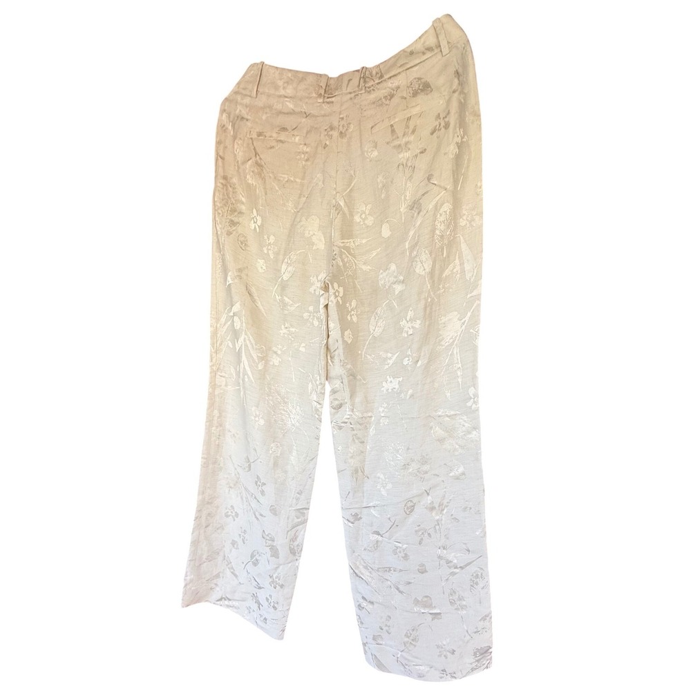 Lafayette 148 New York Gates Floral Jacquard Linen Blend Pants Pebble Size 8 NEW - Picture 5 of 14